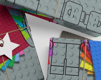 Building Blocks Wrapping Paper, Lego-inspired gift wrap