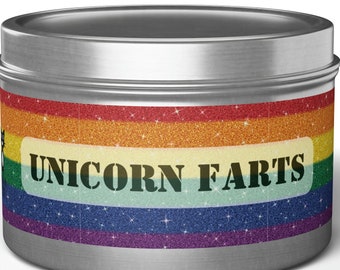 Unicorn Farts Tin Candles, 5 fragrances, funny candle tins