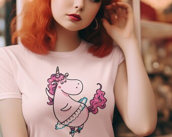 Unicorn in a Tutu Ladies Tee, Cute Unicorn t-shirt for ladies