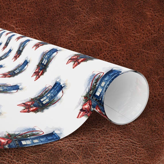 TARDIS Christmas Wrapping Paper: Watercolor Doctor Who Gift Wrap