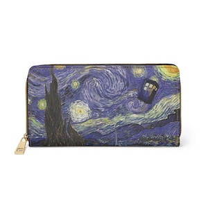 Cartera con cremallera inspirada en la TARDIS/Noche Estrellada, cartera para fans de Doctor Who
