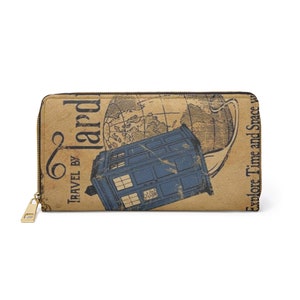 Cartera con cremallera inspirada en Doctor Who de Travel by TARDIS, cartera para fans de Doctor Who