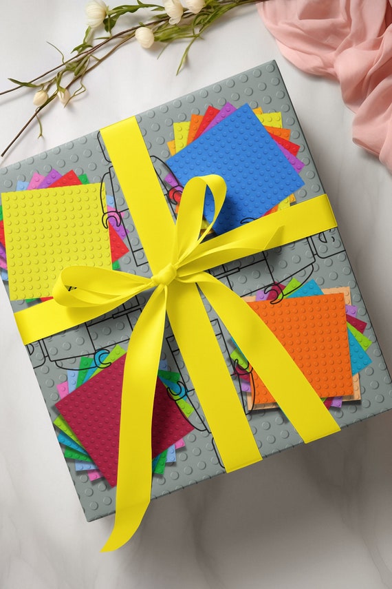 Building Blocks Wrapping Paper, Lego-inspired Gift Wrap 