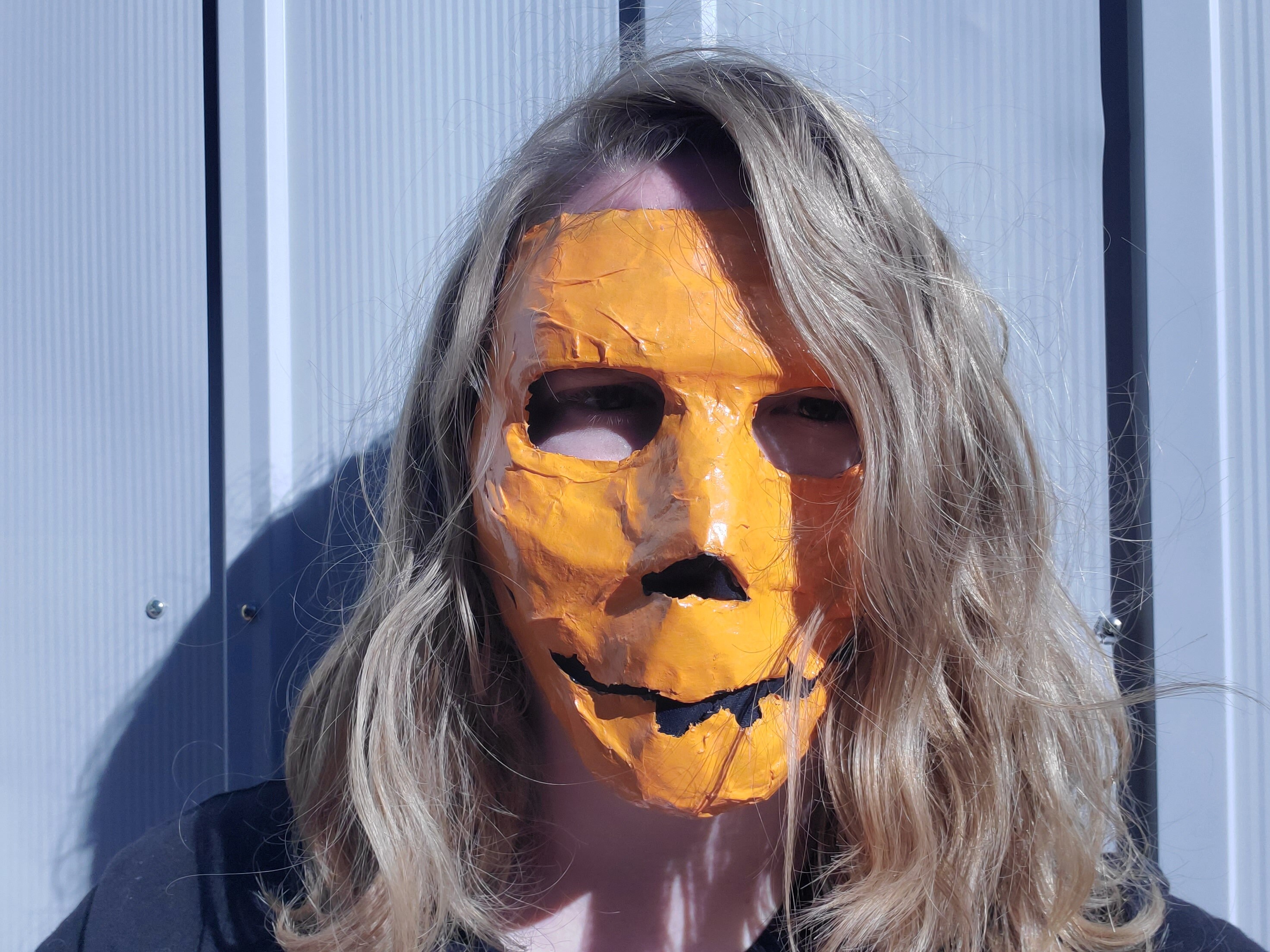 PUMPKIN FACE MASK GOOGLY SPRING EYES Wiggly Moving Plastic Scary Orange Zombie