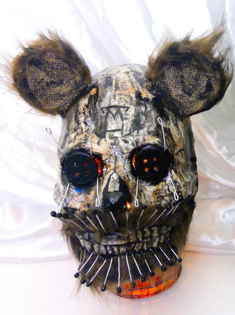 Scary Pin Bear Wearable Halloween Mask Paper Mache Animal