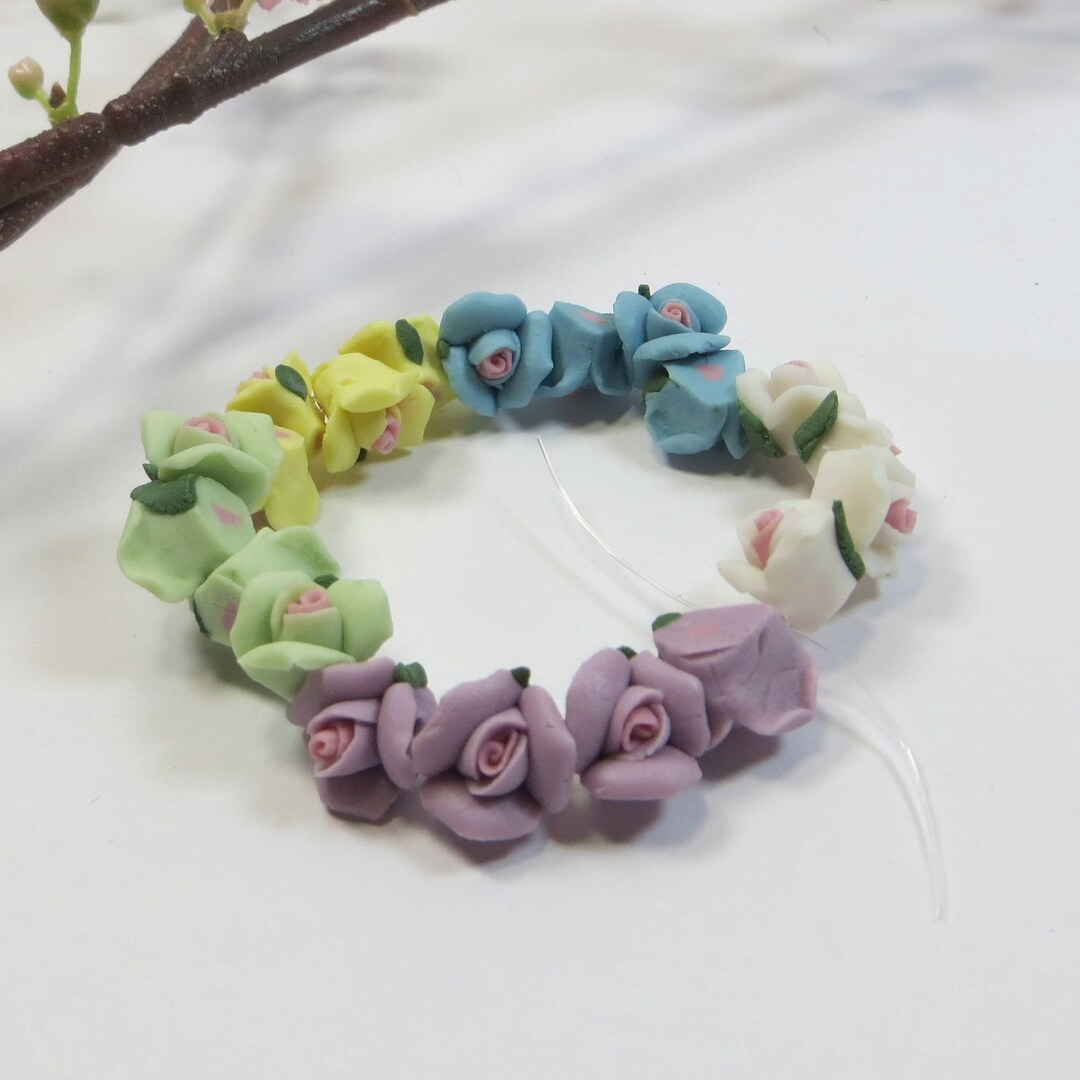 20 Porcelain Rose Beads in 5 Colours, Handmade Porcelain Rose Beads for