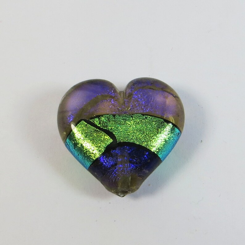 Dichroic Glass Heart by Paula Radke Fabulous Dichroic Glass Focal Heart Purple Green Blue Colour Changing Handmade Dichroic Glass Pendant