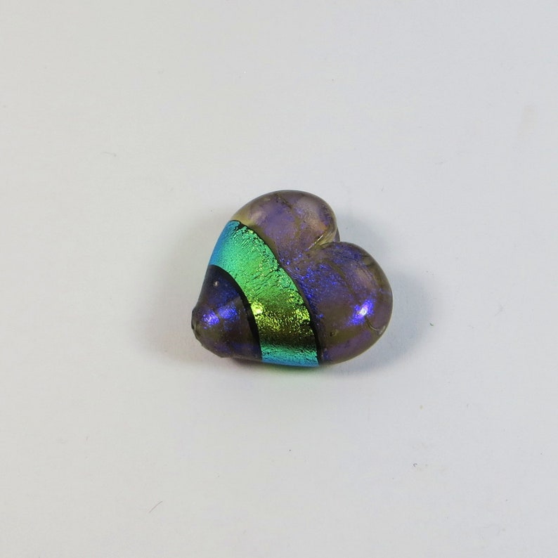 Dichroic Glass Heart by Paula Radke Fabulous Dichroic Glass Focal Heart Purple Green Blue Colour Changing Handmade Dichroic Glass Pendant