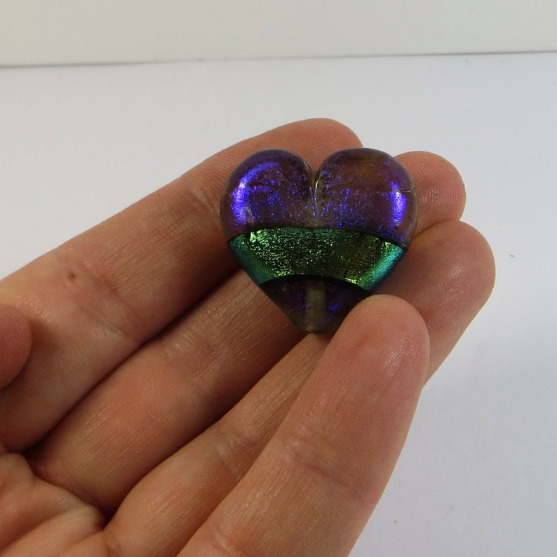 Dichroic Glass Heart by Paula Radke Fabulous Dichroic Glass Focal Heart Purple Green Blue Colour Changing Handmade Dichroic Glass Pendant
