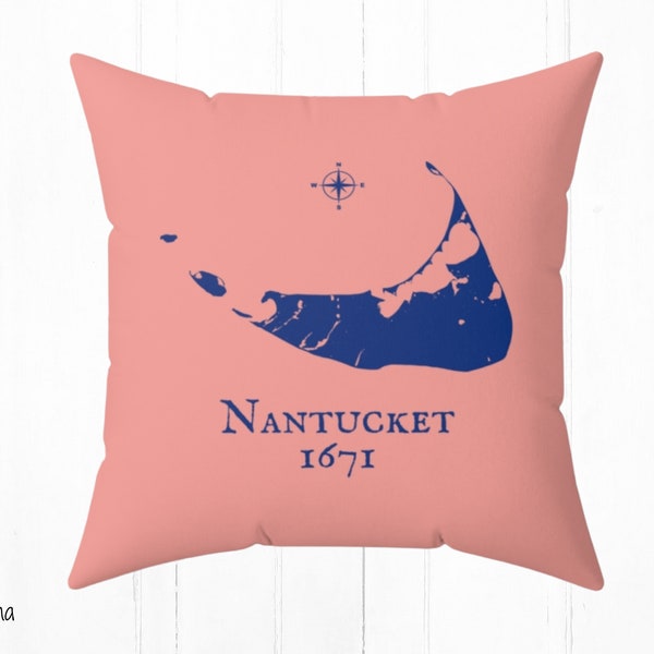 Nantucket Red Pillow and cover. Coastal home decor. Available in 3 sizes.