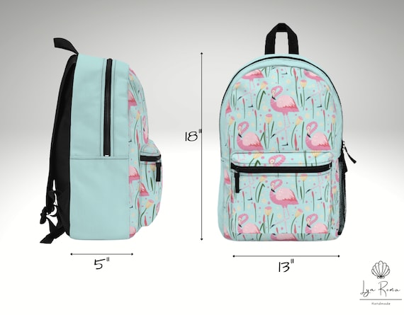 Pink Flamingo Backpack. Personalized Backpack 18 X 13 X 5 made in USA Free Shipping. Etsy