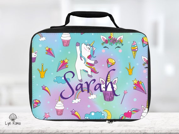THCNKUI Custom Name Backpack Set For Kids – 3-Piece Purple Unicorn Rainbow Backpack With Lunch Bag & Pencil Case - View #10
