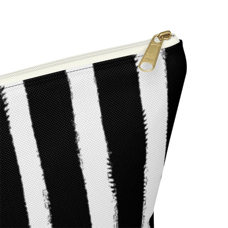 Black and White Accessory Pouch w T-bottom Personalized Monogram bag.