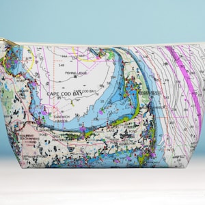 Cape Kabeljau Tasche Nautische Karte. Accessoire Beutel mit T-Boden in 2 Größen.