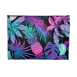 Palma tropicale, custodia per accessori personalizzata. Borsa da toilette cosmetica, organizzatore di viaggi. Damigella d&#39;onore, regalo su misura.
