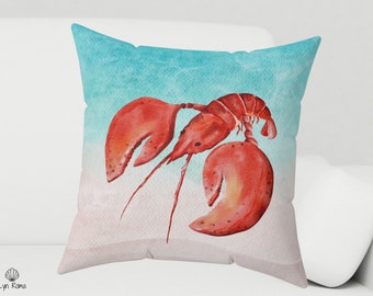 Oreiller et housse de homard rouge. Décor à la maison côtière. Coussins de maison de plage. Oreillers de bateau, coussins nautiques. Pendaison de crémaillère, cadeau de mariage