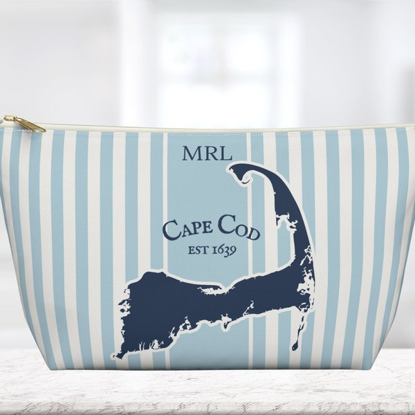 Cape Cod Personalized accessory bag. Custom gift Monogram bag, travel bag organizer. Bridesmaid gift, wedding party gift.