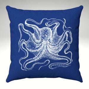 Octopus pillow in navy. Pillow and cover. Spun Polyester Square Pillow