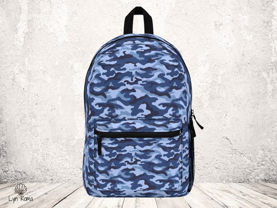 Mochila de camuflaje azul. Se puede personalizar Mochila 18 x 13 x 5 Hecho en EE. UU. Envio gratuito. Etsy Espana