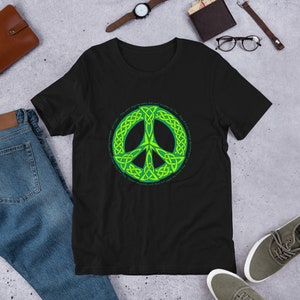 Peace sign t-shirt with Celtic Symbol. Short-Sleeve Unisex T-Shirt