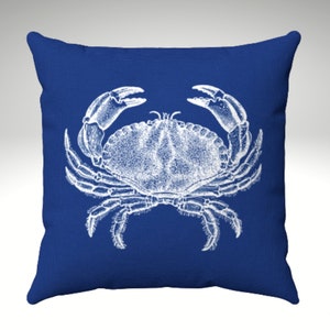 Crab pillow in Navy. Pillow and cover. Spun Polyester Square Pillow