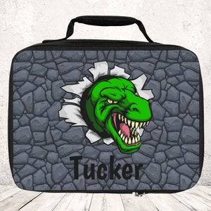 Dinosaur lunch bag, T-rex bag. Personalized lunch box. 10&quot; x 7.5&quot; x 3&quot;.