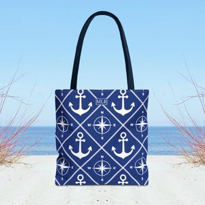 Sac fourre-tout personnalisé Anchor Compass Rope. Votre sac de tous les jours, utilisez-le comme sac de voyage ou comme sac de plage. Cartable d'école. Cadeau fait sur mesure.