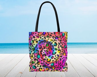 Roze draagtas met luipaardprint: gepersonaliseerde reishandtas, op maat gemaakt cadeau