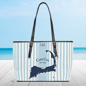 Cape Cod Karte Große Tasche, Top Reißverschluss, Vegan Leder Handtasche, Carry all bag, Weekender Travel, personalisiertes individuelles Geschenk Große Umhängetasche