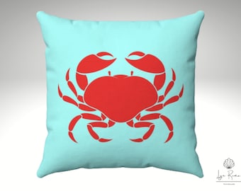 Crab pillow, Costal home decor, pillow and cover. Available in 2 sizes.