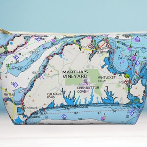 Martha's Weinberg Tasche. Nautische Karte. Accessoire Beutel mit T-Boden in 2 Größen.