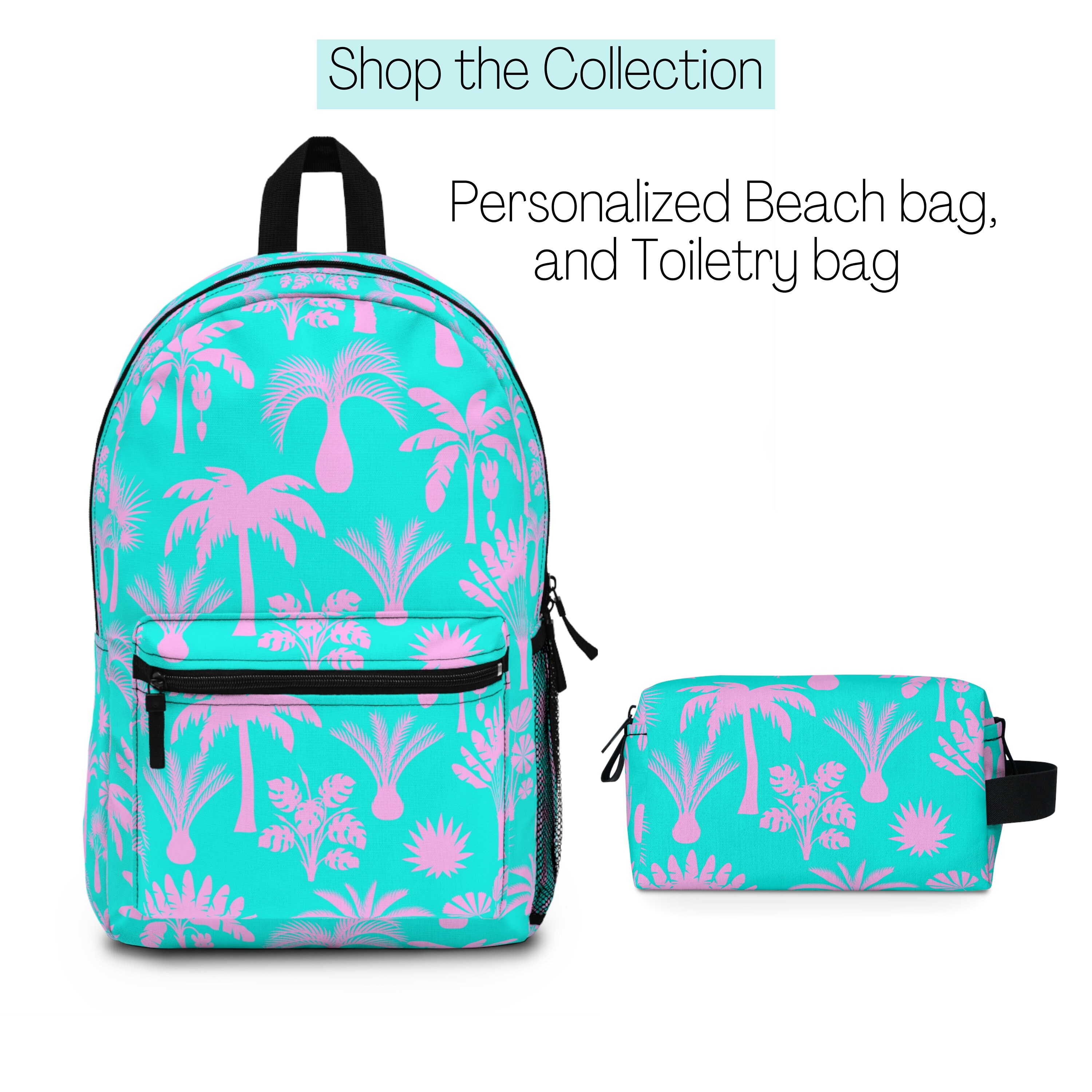 Pink Palm Tree Personalized Backpack, Travel Bag, School or  display picture 1