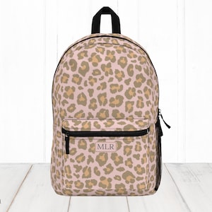 Rose Leopard Personalized backpack, Monogram Travel bag, school or work bag. Custom made gift. Made in USA
