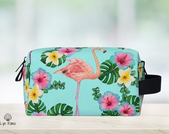 Pink Flamingo Personalized toiletry bag, travel bag organizer, travel bag. Cosmetic bag dopp kit. Custom gift.