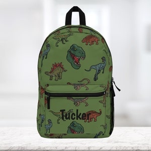 Dinosaurier Rucksack. Grün personalisierter Rucksack 18 &quot;x 13 &quot;x 5&quot; (hergestellt in den USA) Kostenloser Versand.