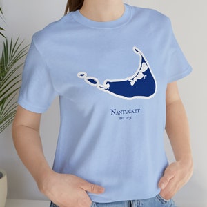 Nantucket Karte, Unisex Jersey Kurzarm T-Shirt.