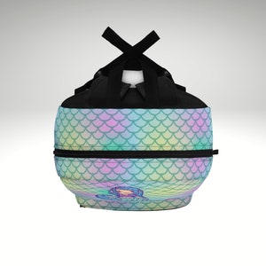 Pink Girly Mermaid Teal Scales Pattern Print Premium Backpack main image 0