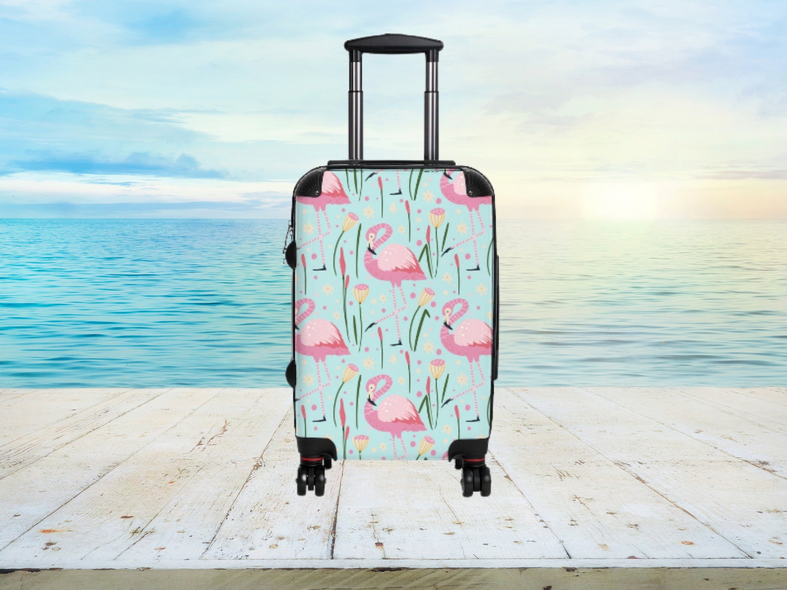 Pink Flamingo Suitcase. Rolling Luggage. Etsy