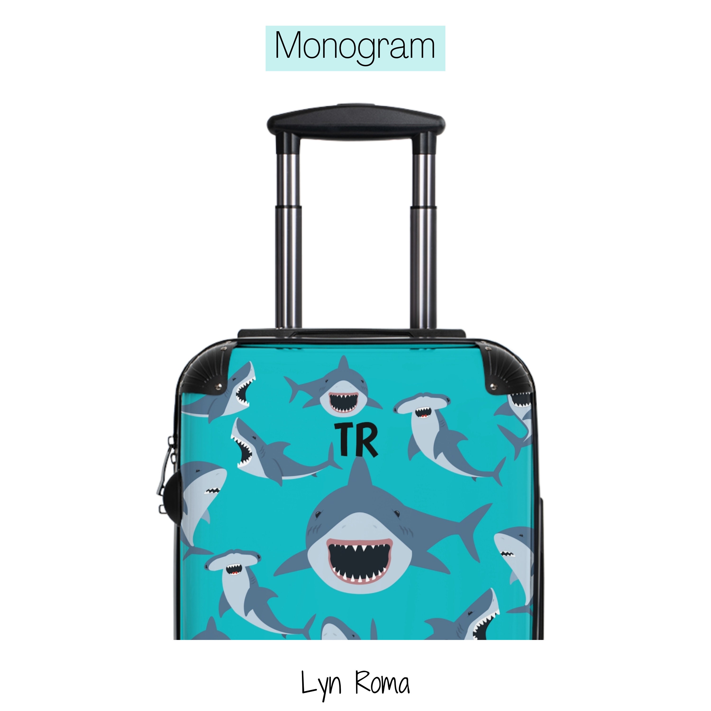 Valigia con grande squalo Bagaglio personalizzato in