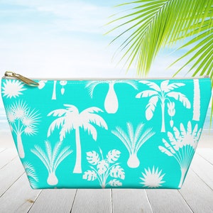Palma tropicale, borsa per accessori personalizzata. Borsa regalo personalizzata con fondo a T, organizer per borsa da viaggio. Regalo per la damigella d&#39;onore, regalo per la festa di nozze.