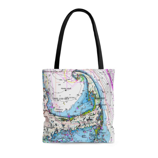 Cape Cod Tote Bag. Nautical map tote available in 3 sizes.