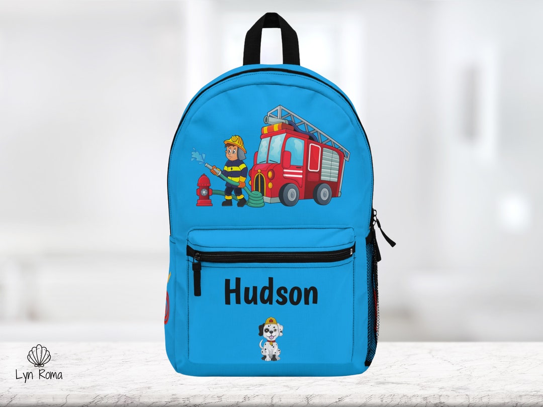 Firefighter Backpack, Blue School Bag. Personalized Backpack. 18