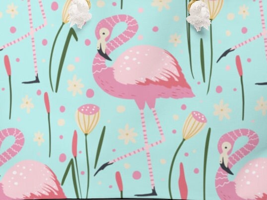Grand Fourre-tout De Voyage Flamant Rose - Motif Tropical Hawaïen - Toile Beige