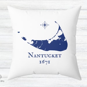 Nantucket Island Kissen und Bezug. Küstendekoration. Erhältlich in 3 Größen.