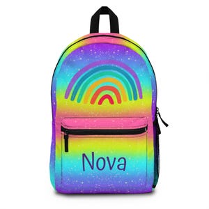 Rainbow Personalized backpack, Monogram Travel bag, school or work bag. Custom made gift.