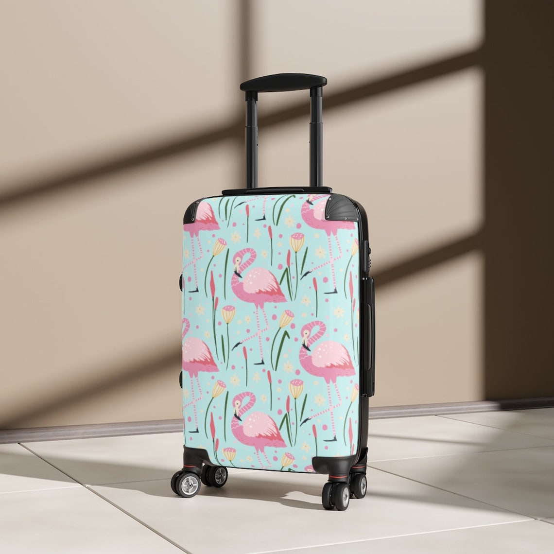 Pink Flamingo Suitcase. Rolling Luggage. Etsy
