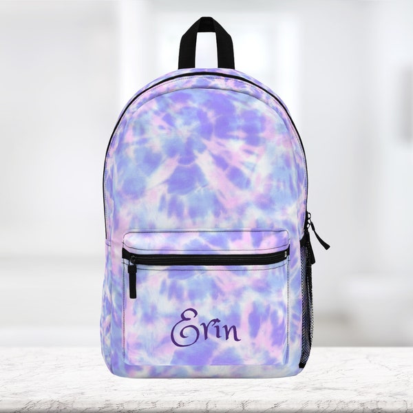 Tie dye Personalized backpack, Monogram Travel bag, school or work bag. Custom made gift.