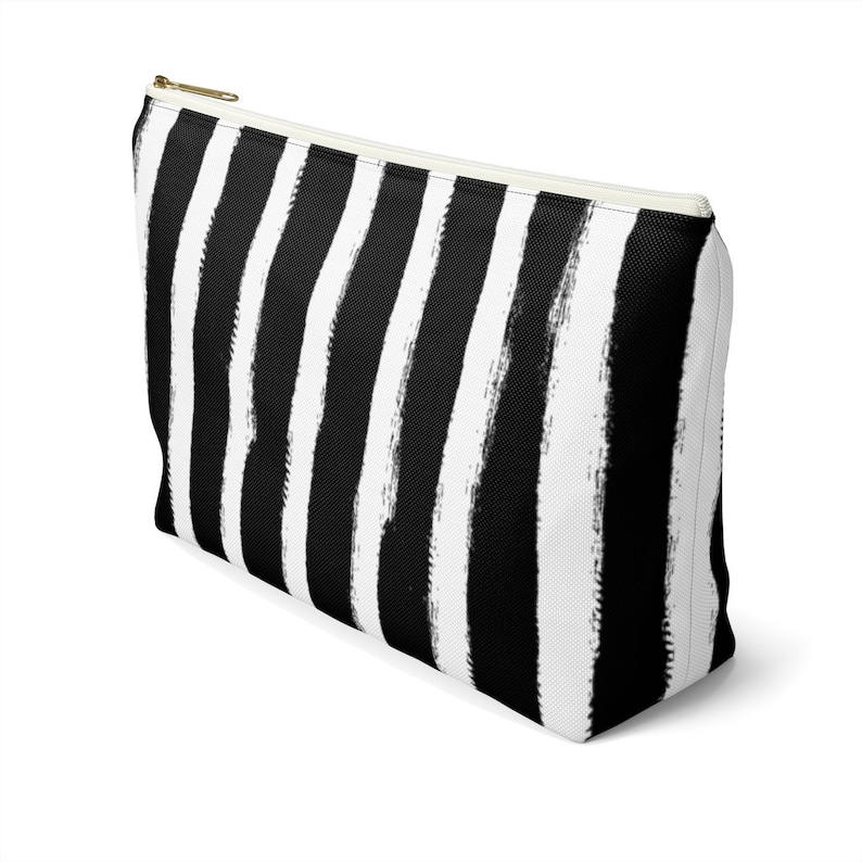 Black and White Accessory Pouch w T-bottom Personalized Monogram bag.