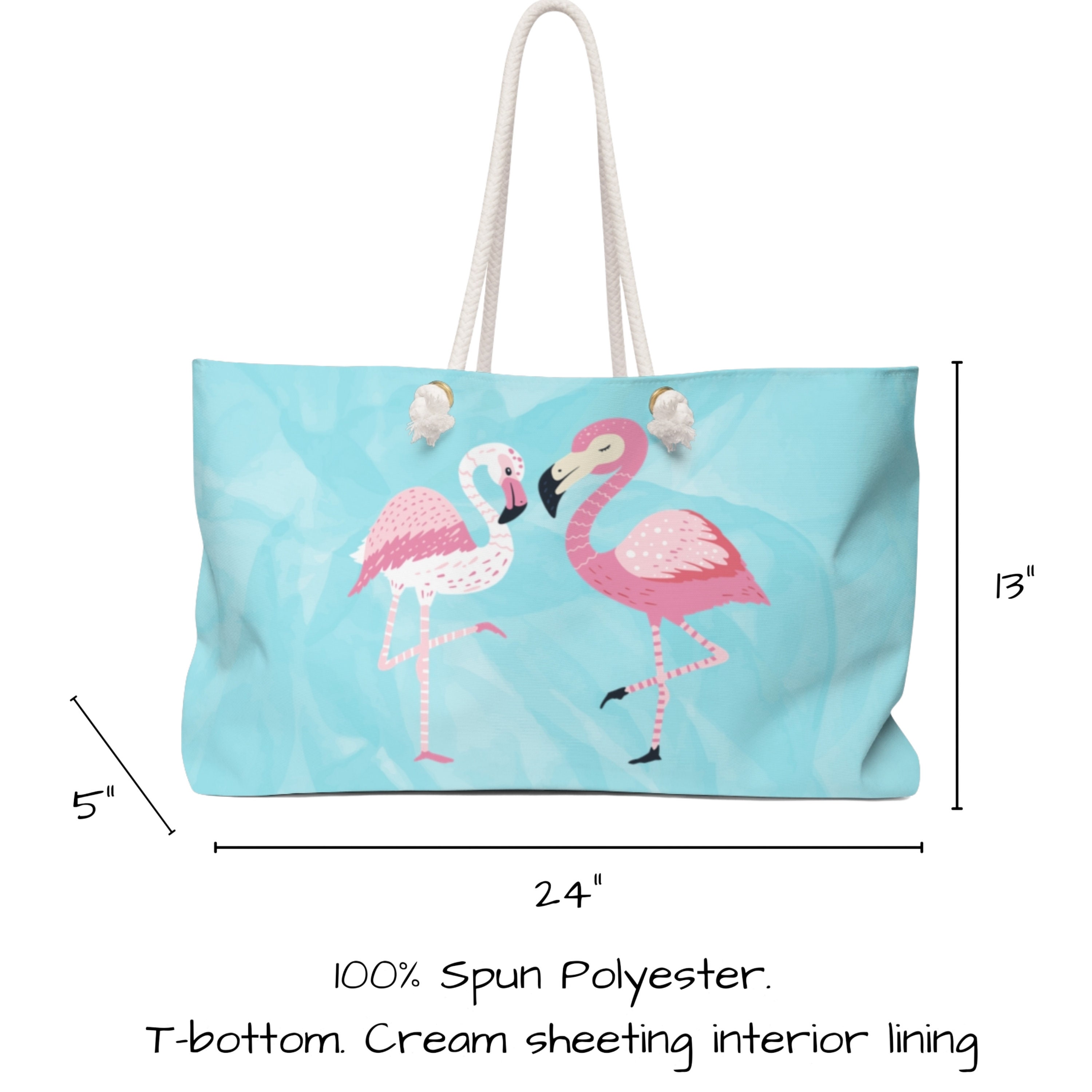 Pink Flamingos Personalized Beach Bag With Rope Handles. Custom Gift Tote Bag. Bridesmaid Gift Nautical Tote Bag Weekender Travel Bag Etsy Ireland