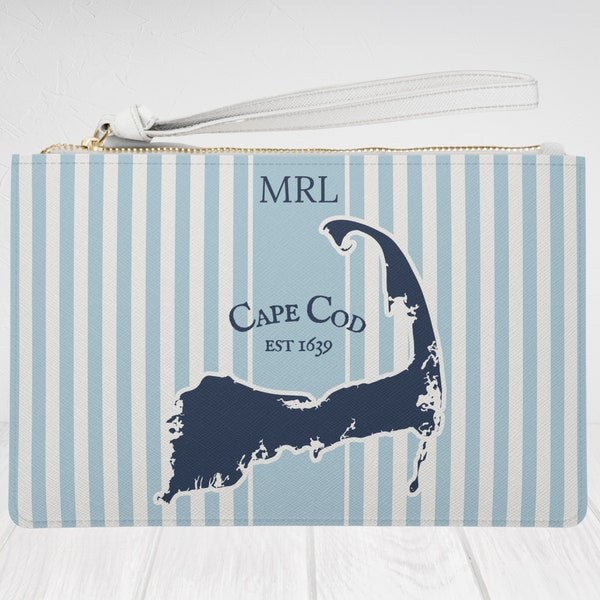 Cape cod map Clutch bag. Accessory bag. Personalized Custom gift, Travel bag, handbag organizer. Bridesmaid gift, Monogram bag. 9.5" x 6.6"